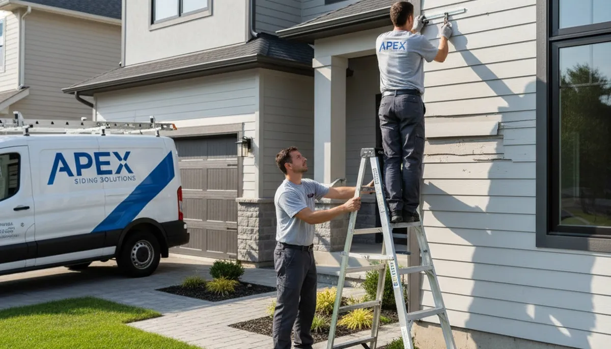 Vinyl siding repair on coastal home in Virginia Beach VA by Next Level Exteriors professionals